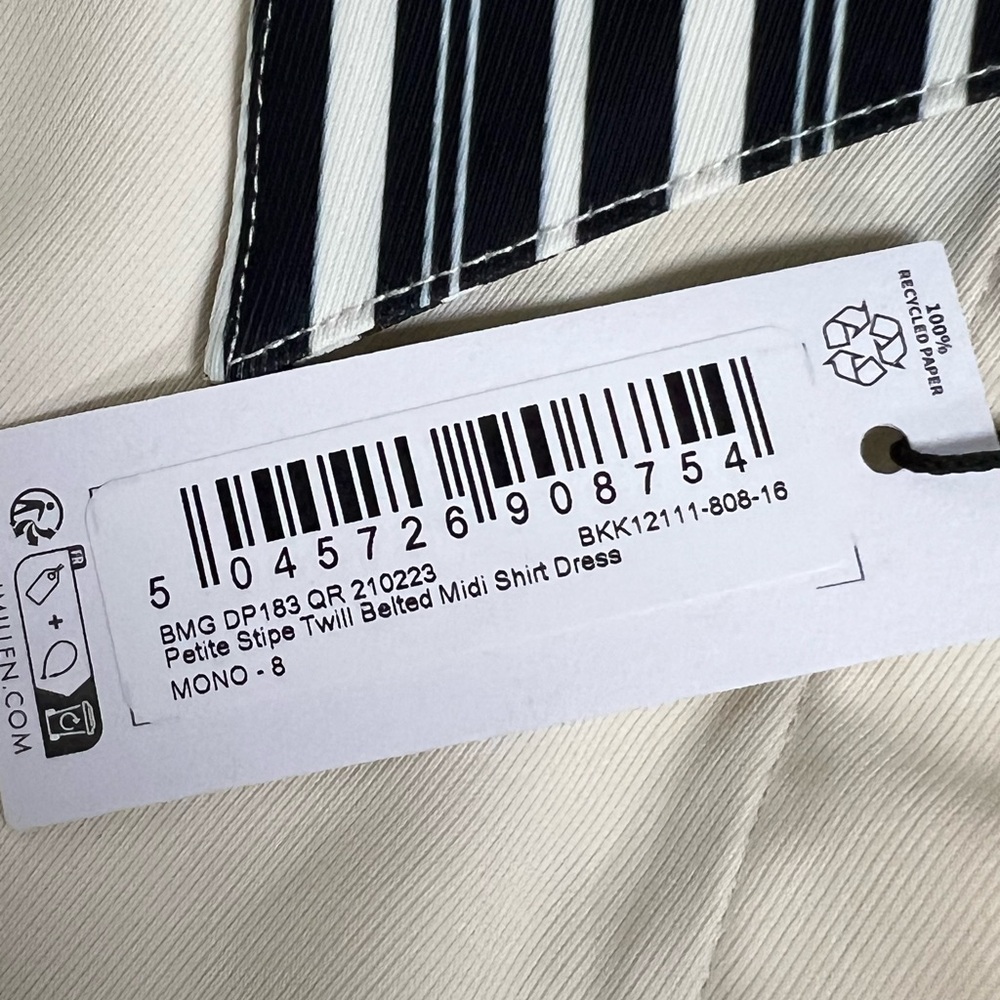 Karen Millen Cream Midi Shirtdress with Black Stripe Trim - Picture 7 of 16